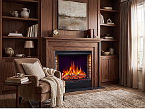 Електрокамін ArtiFlame AF33 – вигнуте скло, ширина ≈ 85 см, з 3D-ефектом полум’я, LED-підсвічуванням і обігрівом - 8-8M