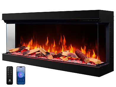 Електрокамін ArtiFlame AF50TS – тристоронній, 125 см, з 3D-ефектом полум’я, обігрівом і Wi-Fi