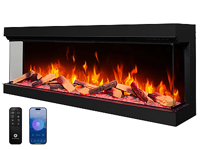 Електрокамін ArtiFlame AF60TS – тристоронній, 150 см, з 3D-ефектом полум’я, обігрівом і Wi-Fi