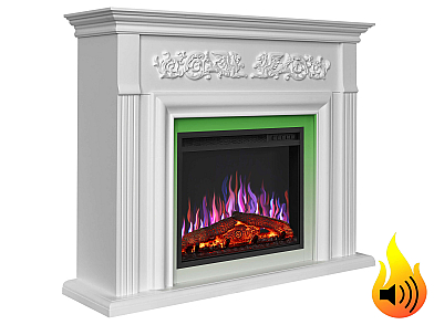 Електрокамін ArtiFlame Monferrato AF24 – білий, вільностоячий, з обрамленням із МДФ, 3D-ефектом полум’я, LED-підсвічуванням і обігрівом