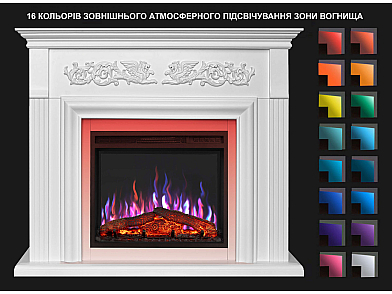 Електрокамін ArtiFlame Monferrato AF24 – білий, вільностоячий, з обрамленням із МДФ, 3D-ефектом полум’я, LED-підсвічуванням і обігрівом