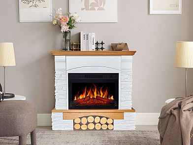 Електрокамін ArtiFlame Roxwell AF23S – дуб, вільностоячий, з обрамленням із МДФ, реалістичним ефектом полум’я, LED-підсвічуванням і обігрівом