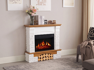 Електрокамін ArtiFlame Roxwell AF23S – дуб, вільностоячий, з обрамленням із МДФ, реалістичним ефектом полум’я, LED-підсвічуванням і обігрівом